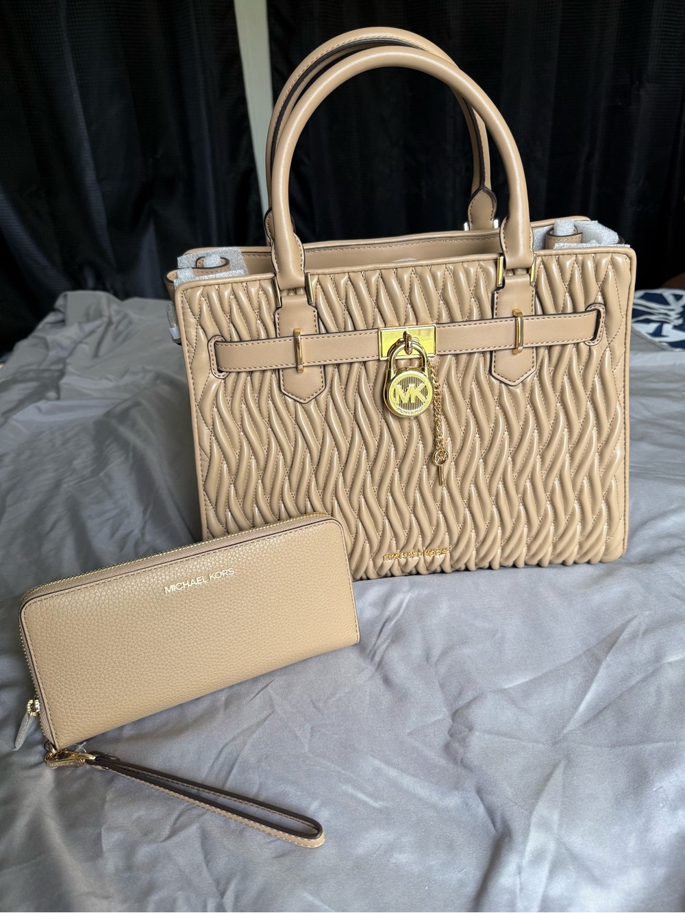 Michael Kors Hamilton Medium Matelassé Satchel with Wallet and Coin Pouch